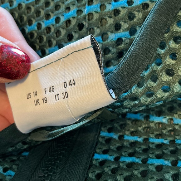 AKRIS PUNTO Striped Mesh Bell Sleeve Green and Blue Jacket women’s size 14 - Picture 13 of 15